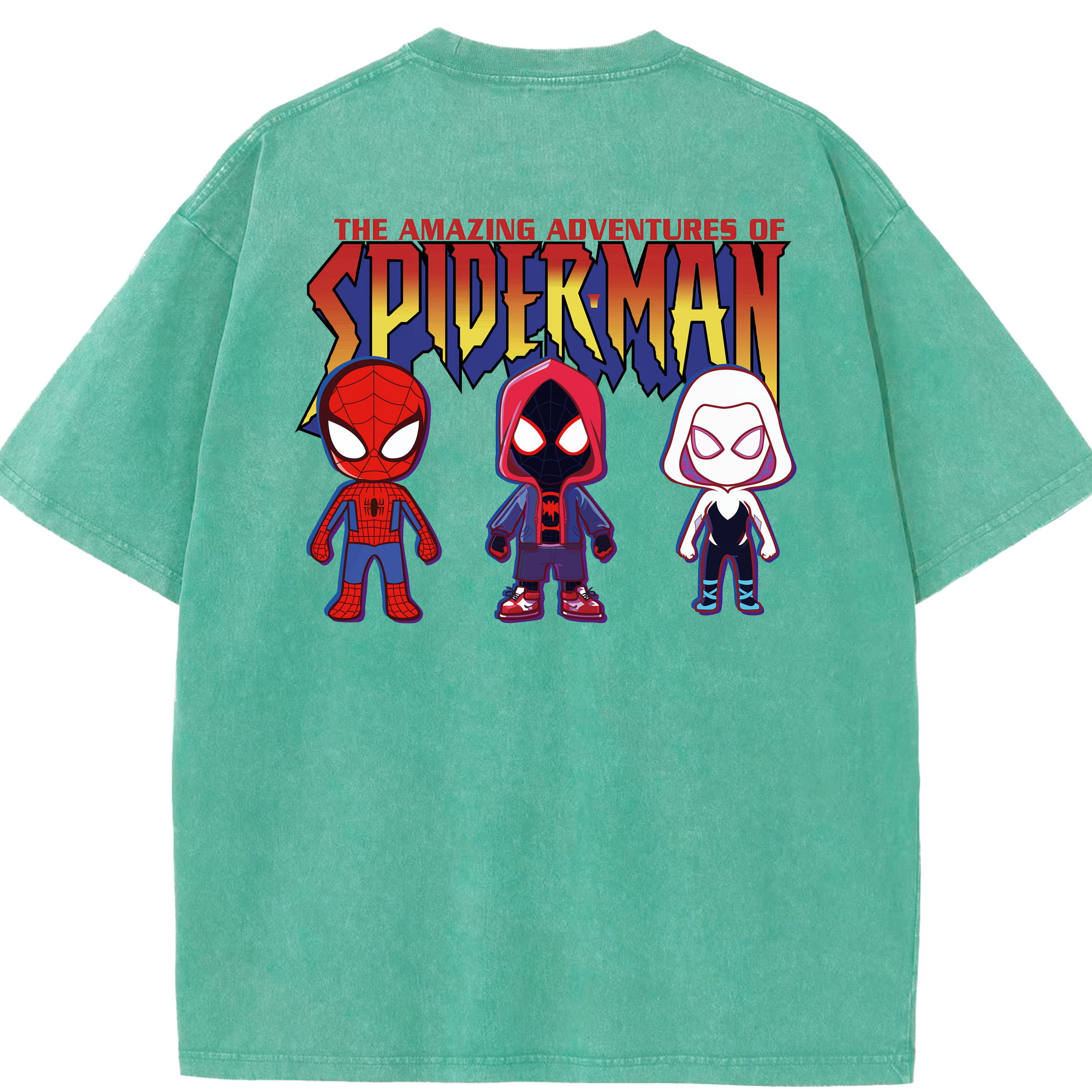 （画像用） Spider Man スパイダーマン 綿100% ヴィンテージ風 半袖Tシャツ（背面プリント）